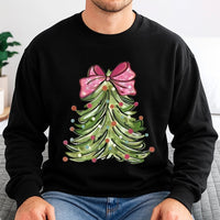 Adorable Christmas Tree Crewneck, Pink Bow Christmas Tree Sweatshirt, Retro Holiday Tree Sweater, Coquette Christmas Sweatshirt, Xmas Present