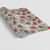 Snow Dusted Pine Branch Gift Wrap, Cardinal Wrapping Paper, Red Bird Christmas Wrapping Paper, Nature Lover Winter Holiday Wrap Paper Roll