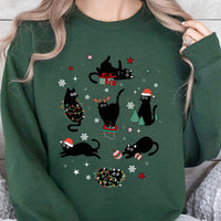 Adorable Kittens Holiday Crewneck, Christmas Cat Peek-a-Boo Sweatshirt, Festive Humorous Pet Pattern Sweater, Cat Lover Xmas Pullover