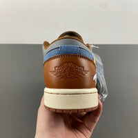 Low Top Sneakers, Blue Brown Colorway, Lace Up Design, Casual Gift for Sneaker Fans