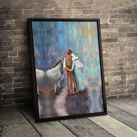 Holy Family with Donkey Canvas Art, Mary and Joseph Nativity Canvas Print, Christian Christmas Canvas, Religious Holiday Wall Decor Present