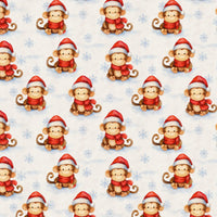 Adorable Snowy Winter Monkey Wrapping Paper, Santa Monkey Christmas Gift Wrap Paper, Holiday Present Paper Roll for Kids and Family