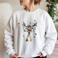 Adorable Holiday Deer Sweatshirt, Reindeer Christmas Sweatshirt, Whimsical Reindeer Crewneck, Festive Xmas Sweater, Winter Reindeer Sweatshirt