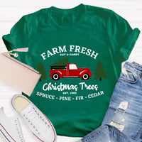 Vintage Botanical Holiday Graphic Tee, Farm Fresh Christmas Tree Teacher T-Shirt, Winter Christmas Shirt, Teacher Present