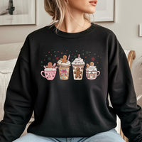 Adorable Holiday Latte Sweater, Gingerbread Coffee Christmas Sweatshirt, Festive Coffee Lover Crewneck, Winter Cafe Xmas Sweatshirt