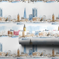 Watercolor Big Ben Gift Wrap, London Skyline Christmas Wrapping Paper, Winter Cityscape Wrapping Paper, Travel Lover Holiday Gift Wrap