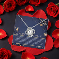 Romantic Anniversary Love Knot Necklace, Love Knot Necklace for Her, Rotating Rose Box Pendant Necklace, Christmas Jewelry Present for Wife