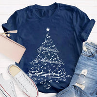 Holiday Musician Graphic Tee, Musical Notes Christmas Tree Shirt, Merry Christmas Music Lover Shirt, Music Teacher Holiday Present