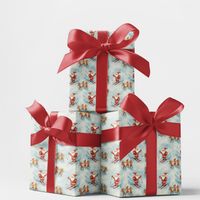 Vintage Christmas Gift Wrap, Skiing Santa Wrapping Paper, Retro Snow Sports Wrapping Paper, Winter Holiday Gift Wrap