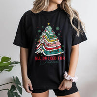 Book Tree Graphic Tee, All Booked for Christmas T-Shirt, Adorable Holiday Bookish Shirt, Librarian Teacher Christmas Tee, Book Lover Present Shirt