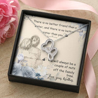 Interlocking Crystal Hearts Pendant, Sister Heart Necklace from Brother, Birthday or Christmas Present for Sister, Double Heart Pendant Jewelry