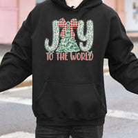 Festive Christmas Tree Hoodie, Joy to the World Hoodie, Christian Holiday Graphic Hoodie, Winter Season Pullover, Xmas Present for Women Men