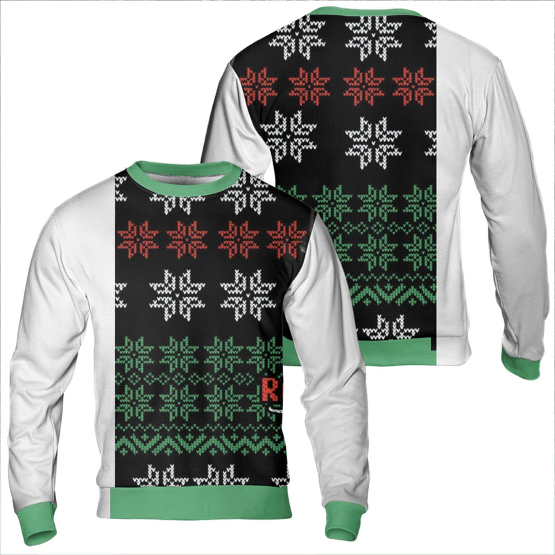 Nordic Pattern Holiday Sweater, Red Letter R Ugly Christmas Sweatshirt, Monogram R Christmas Sweatshirt, Festive Xmas Sweatshirt Present