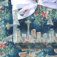 Space Needle Holiday Gift Wrap Roll, Seattle Skyline Christmas Wrapping Paper, Pacific Northwest Winter Wrapping Paper, City Gift Wrap Paper