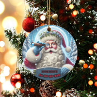 Humorous Santa Ceramic Ornament, Look Who's So-Ho-Ho-Ber Christmas Ornament, Telescope Holiday Tree Ornament, Xmas Keepsake Present for Family