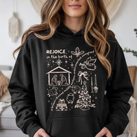 Rejoice in the Birth Christmas Hoodie, Brown Skinned Undocumented Immigrant Hoodie, Social Justice Holiday Sweatshirt, Xmas Graphic Hoodie
