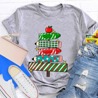 Festive Holiday Classroom Graphic Tee, Christmas Pencil Tree Teacher Shirt, Winter School Vacation T-Shirt, Xmas Teacher Present Shirt