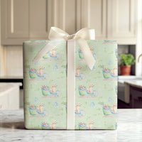 Watercolor Puppy Christmas Gift Wrap, Golden Retriever Sleigh Wrapping Paper, Holiday Dog Sleigh Wrapping Paper, Adorable Pet Present Packaging