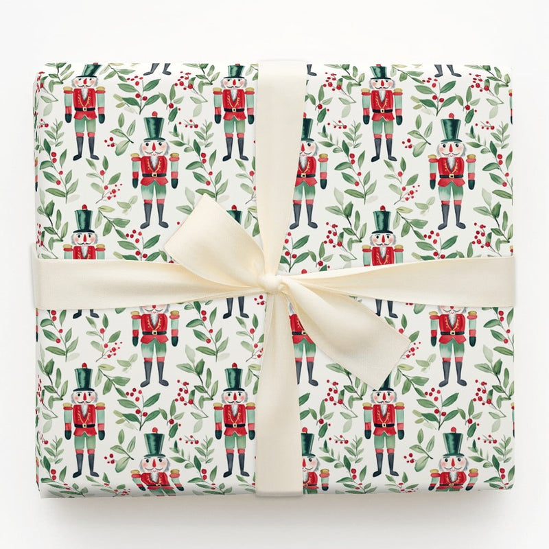 Christmas Soldier Holiday Gift Wrap, Watercolor Nutcracker Wrapping Paper, Holly Berry Nutcracker Wrapping Paper, Festive Present Packaging