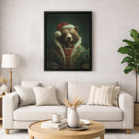 Renaissance Style Animal Portrait Canvas Print, Christmas Bear Canvas Wall Art, Humorous Victorian Holiday Wall Decor, Winter Home Present