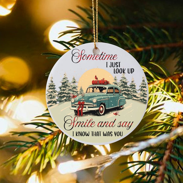 Memorial Cardinal Christmas Ornament, Sometime I Just Look up Cardinal Ceramic Ornament, Sympathy Tree Ornament, Loss of Love