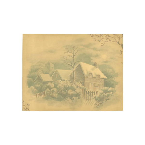 Vintage Snow Cottage Rug, Winter Scene Runner Rug, Comfy Landscape Hallway Runner, Holiday Christmas Floor Mat, Winter Home D