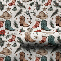 Cowboy Boots Holiday Gift Wrap, Western Christmas Wrapping Paper, Rustic Country Winter Wrapping Paper, Rodeo Christmas Gift Wrap Paper