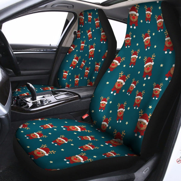 Festive Holiday Winter Seat Covers, Christmas Reindeer Car Seat Covers, Xmas Deer Car Seat Cover Set, Soft Fleece Universal A
