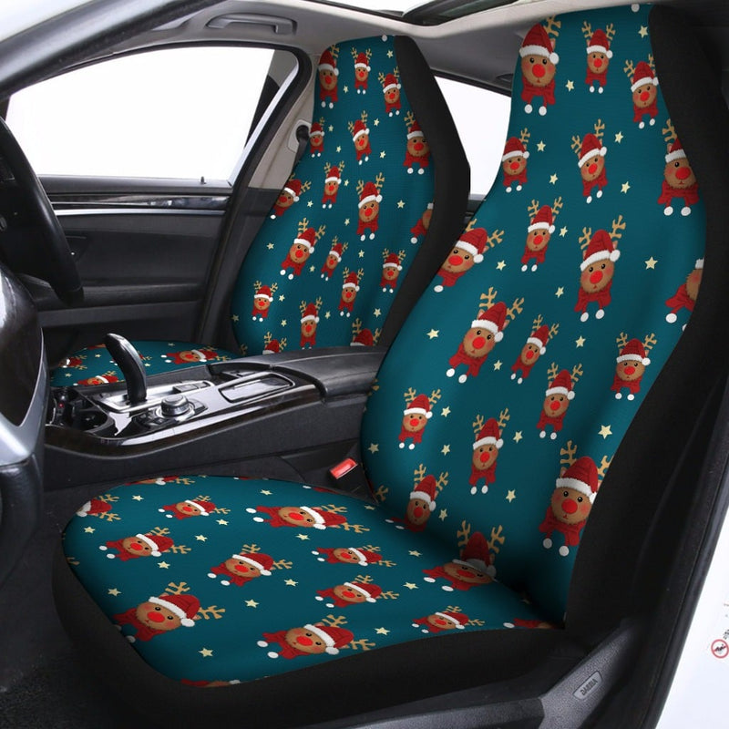 Festive Holiday Winter Seat Covers, Christmas Reindeer Car Seat Covers, Xmas Deer Car Seat Cover Set, Soft Fleece Universal Auto Decor Present