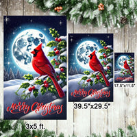 Merry Christmas Winter Bird Flag, Cardinal Christmas Garden Flag, Double-Sided Red Cardinal Yard Flag, Holiday Lawn Flag Decor Present