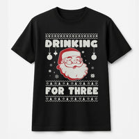 Pregnancy Announcement Christmas Shirt, Drinking for Three Christmas T-Shirt, Santa Baby Reveal Graphic Tee, Holiday Mom to Be Shirt Present
