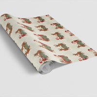 Adorable Christmas Meal Gift Wrap, Santa and Reindeer Dinner Wrapping Paper, Retro Holiday Story Wrapping Paper, Xmas Present Paper Roll