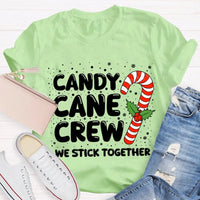 Matching Holiday Crew Shirt, We Stick Together Christmas Candy Cane T-Shirt, Adorable Candy Cane Graphic Tee, Winter Christmas Group Tee
