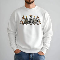 Cowhide Pattern Tree Crewneck, Country Christmas Sweatshirt, Western Holiday Sweater, Rustic Farmhouse Christmas Pullover Present