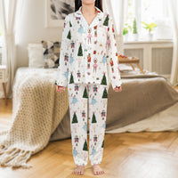 Festive Ballet Christmas Satin Pjs, Nutcracker Pajama Set, Winter Holiday Sleepwear, Silky Christmas Pajamas, Womens Holiday Loungewear