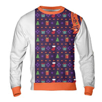 Retro 8-Bit Holiday Sweater, Pixel Art Ugly Christmas Sweatshirt, Festive Pixel Pattern Sweatshirt, Xmas Crewneck, Winter Pullover Present