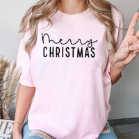 Minimalist Holiday Typography Shirt, Merry Christmas T-Shirt, Adorable Festive Xmas Graphic Tee, Simple Christmas Shirt, Holiday Present for Her