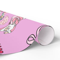 Adorable Cartoon Gnome Gift Wrapping Paper, Pink Flying Gnome Wrapping Paper, Pastel Holiday Gift Wrap, Whimsical Christmas Gift Wrapping Paper