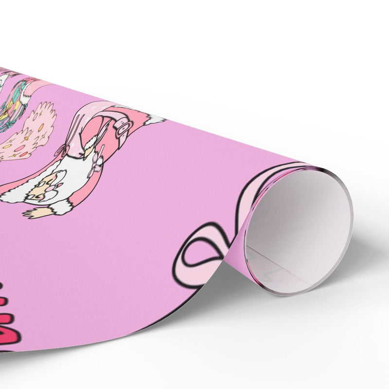 Adorable Cartoon Gnome Gift Wrapping Paper, Pink Flying Gnome Wrapping Paper, Pastel Holiday Gift Wrap, Whimsical Christmas Gift Wrapping Paper