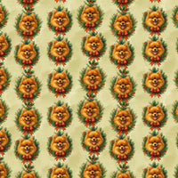 Festive Dog Gift Wrap Paper, Pomeranian Christmas Wrapping Paper, Holiday Pet Wreath Wrapping Paper, Adorable Puppy Gift Wrap Roll, Xmas Paper