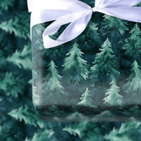 Dark Forest Woodland Gift Wrap, Watercolor Pine Tree Wrapping Paper, Christmas Tree Wrapping Paper, Rustic Winter Holiday Present Paper