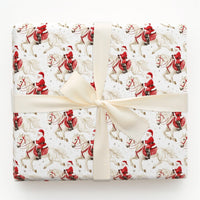 Watercolor Santa on Horse Gift Wrap, Equestrian Santa Wrapping Paper, Horse Lover Christmas Wrapping Paper, Holiday Gift Wrap Paper Roll