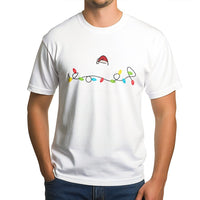 Minimalist Holiday Santa Hat Graphic Tee, Christmas Light T-Shirt, Humorous Festive Winter Lights Shirt, Merry Christmas Party Tee