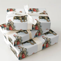 Rugged Hunter Christmas Gift Wrap, Hunting Santa Claus with Dog Wrapping Paper, Winter Hunting Wrapping Paper Roll, Sportsman Present Wrap