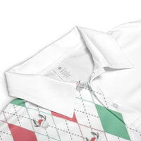 Humorous Holiday Argyle Golf Ball Tree Polo Shirt, Christmas Golf Polo Shirt, Festive Xmas Golfer Performance Top, Mens Holiday Present
