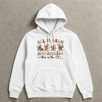 Gingerbread Medical Staff Hooded Sweatshirt, ER Nurse Christmas Hoodie, Emergency Room Holiday Pullover, Humorous RN Winter Nurse Hoodie
