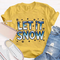 Snowflake Winter T-Shirt, Let It Snow Christmas Shirt, Retro Holiday Graphic Tee, Comfy Xmas Shirt, Christmas Present for Women and Men