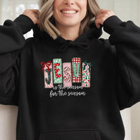 Plaid Bow Christian Christmas Sweatshirt, Jesus Is the Reason for the Season Hoodie, Faith Holiday Pullover, Womens Xmas Hoodie