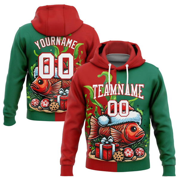 3D Fish Angler Pullover Hoodie, Custom Christmas Carp Fishing Hoodie, Personalized Name Number Sweatshirt, Fisherman Holiday 