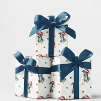 Sleighhound Dog Holiday Gift Wrap, Whippet Christmas Wrapping Paper, Santa Hat Whippet Wrapping Paper, Dog Lover Xmas Present Gift Wrap Roll